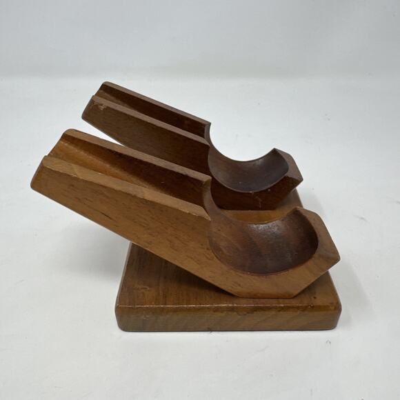Decatur‎ Collection Genuine Walnut Double Pipe Smoking Pipe Stand - Picture 2 of 5